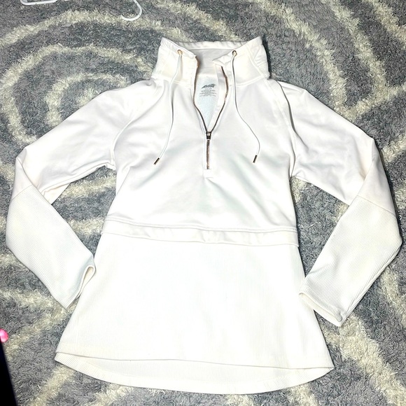 Avia long sleeve white gold quarter neck top small - Picture 1 of 4